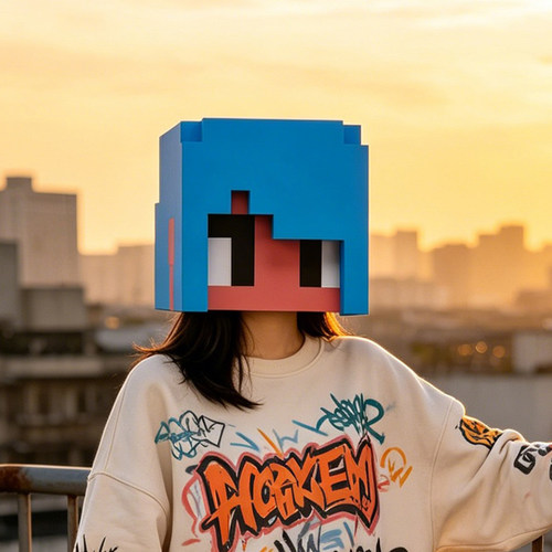 COSPLA表演搞怪可爱成人儿童MC我的世界纸头套面具DIY手工自己做