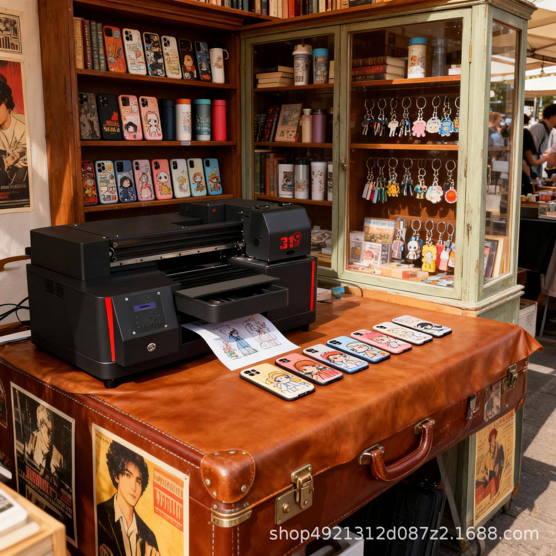 31度小型UV打印机水晶标酒瓶树叶照片水杯吊牌创业摆摊印刷机