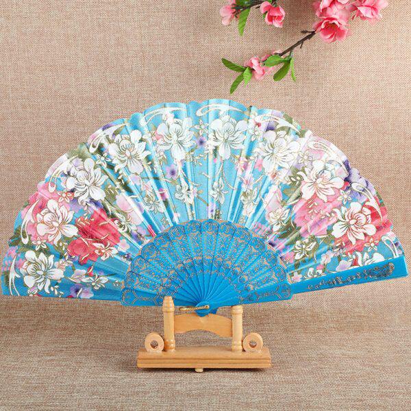 绸布中国风扇烫花塑料演出舞蹈扇丝绸工艺扇子古风折扇表演