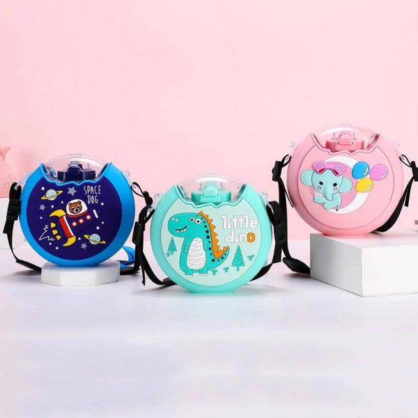 甜甜圈水杯儿童可爱吸管杯网红水壶背带幼儿园上学专用夏季杯子女