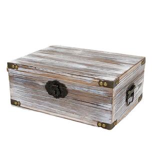 古木盒子方形实木收纳木箱带985锁长大号仿古做旧箱桌面实木小复