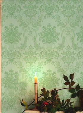 电影同款a墙布法式轻奢墙纸卧室客厅电视背景绿色复古大马士革壁