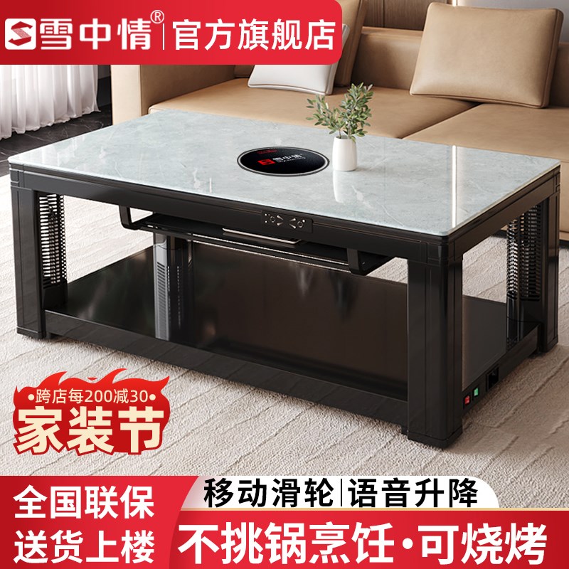 雪中情取暖桌电暖桌家用新款吃饭烤火一体桌客厅电烤桌烤火茶几炉