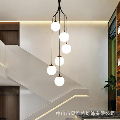 厂家直灯供楼梯长吊灯旋转复式楼现代别出简约轻奢墅l吊灯490口供