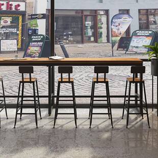 美ECZ式利靠窗吧台桌椅组合简约茶高脚桌家用餐厅便奶店吧店台休