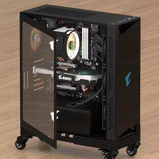 F96766T7矮护角带款台电脑座主机托架滑轮可移动调节机箱式底家用