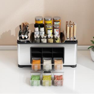 厨调料品置物架台面架多功能调料刀盒不锈钢调料油AMP盐酱味醋收