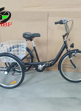 厂家供应代人力三轮车24步27079老年成人脚踏三轮自行车寸菜筐车