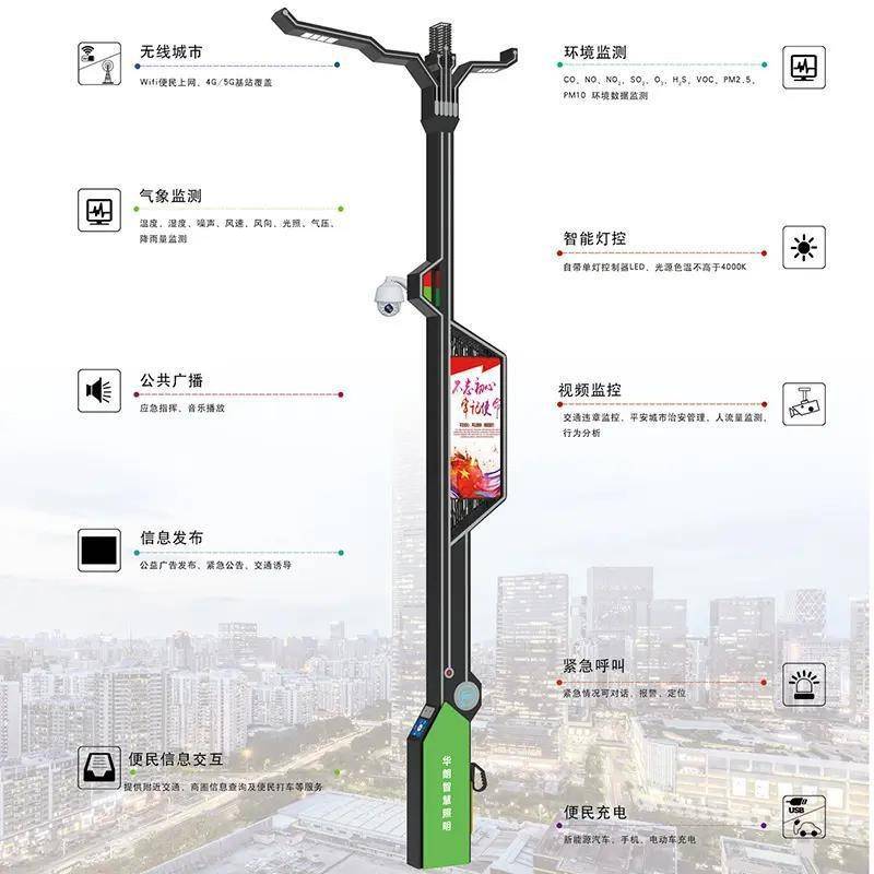 生产简捷多功能智慧路灯智慧庭院灯5G路灯显示屏路灯路灯杆厂家