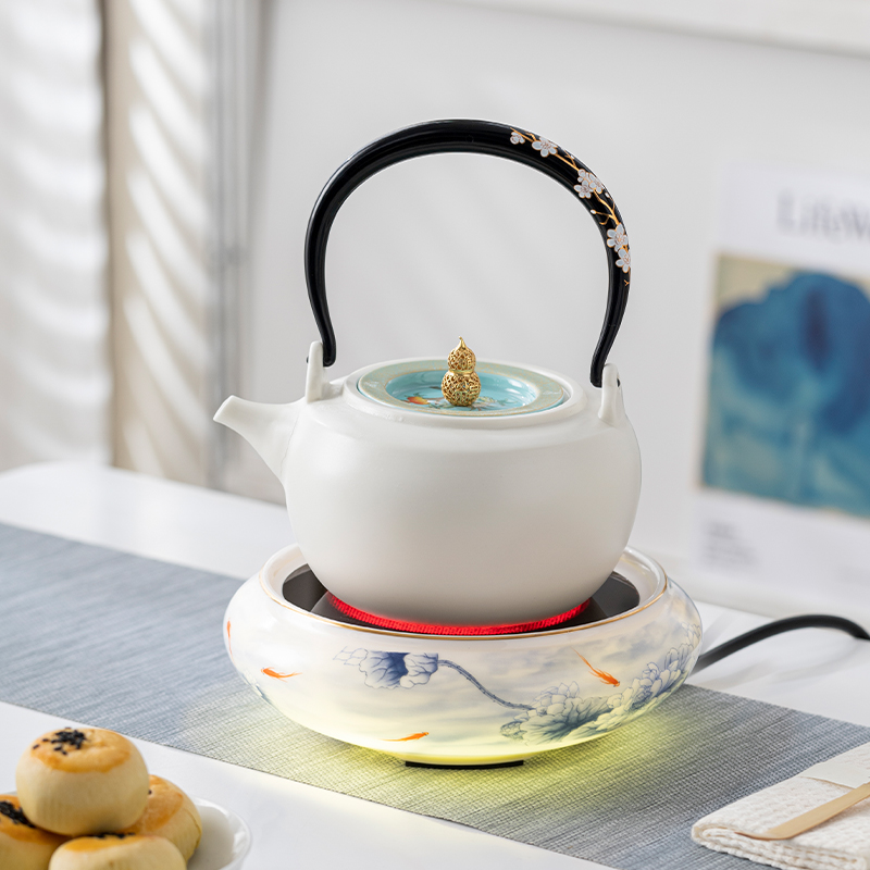 新款中国白陶瓷电热煮茶炉