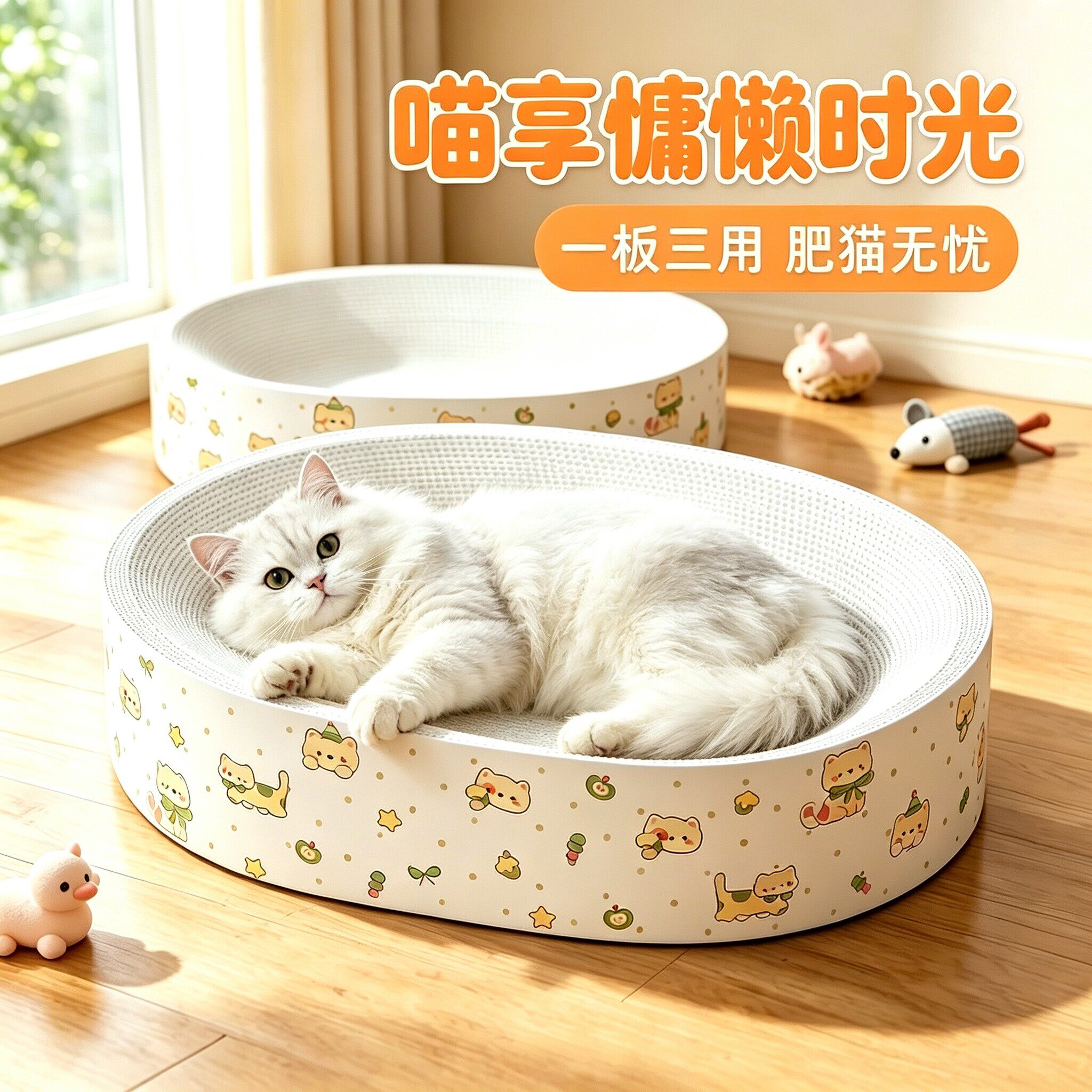 升级加厚！耐磨猫抓板猫窝一体