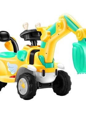 儿童挖掘机电机挖土机可充程勾动可坐可骑工电车男女孩四轮玩具车