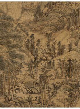 元 黄临望 天池石山图 古代壁水画名画高清复制学习公摹装饰画
