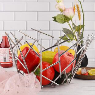 不锈钢水果篮子简约厅家客用盘零酒食置物果无品牌/篮店创意水果