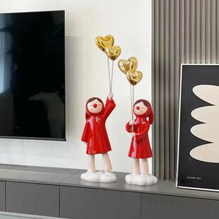 北欧创ETR家意气球女孩摆件玄客厅居软装饰品关电视柜房间桌面装