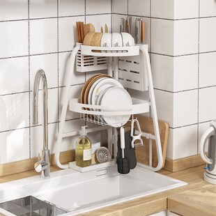 厨房台面三角区置物架放碗碟架转角架台面省空间收U纳碗筷窄款小