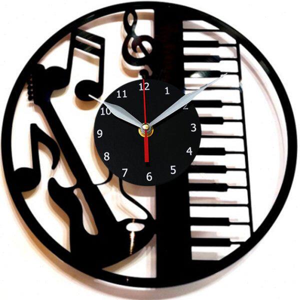 音乐吉他时尚创意黑胶CD唱片挂钟胶片钟表家居装饰艺术挂钟礼物