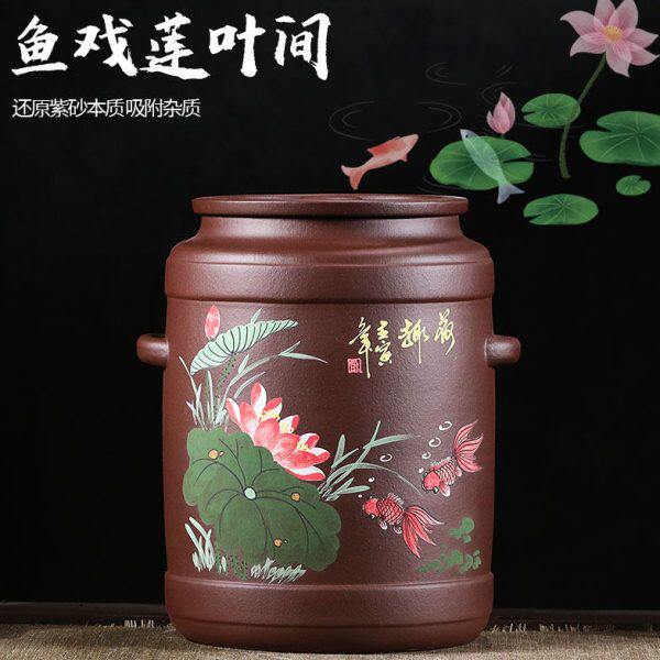 紫砂水缸家用大号储水罐带龙头陶瓷过滤净水缸抽水茶水桶养水缸