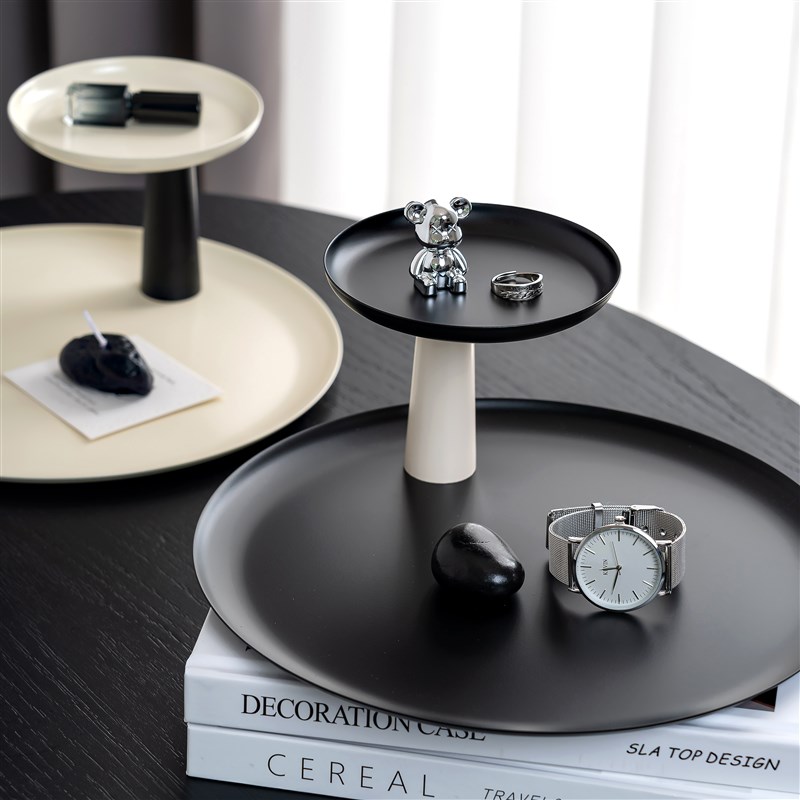 北欧铁艺收纳盘桌面n收纳盒玄关收纳架钥匙双层托盘网红一体置物