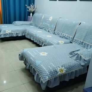新款布艺双贵妃全套沙发垫靠背巾扶手U型4米2以内沙发使用四季垫