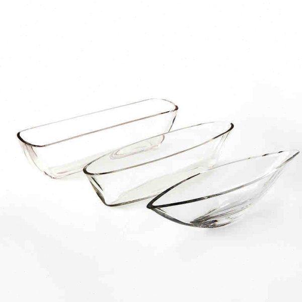 透明玻璃花盆扁形花器船形器皿酒柜客厅茶几餐桌客房摆件样板房