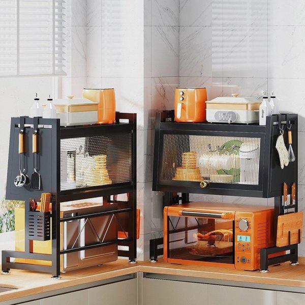 柜门翻盖式微波炉置物架多功能厨房台面双层碗碟滤水架烤箱收纳架,厨房/烹饪用具,微波炉置物架,淘宝优惠券,粉丝福利购,淘宝优惠卷