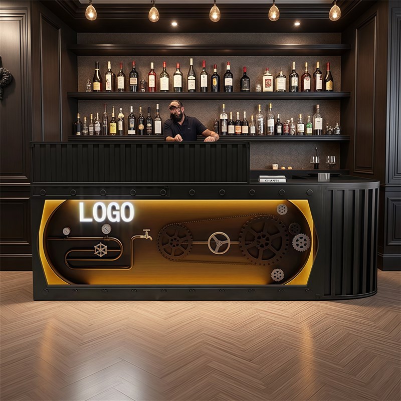 工业风酒吧吧台桌铁艺收银柜台火锅烧烤店M柜台酒吧酒店转角接待