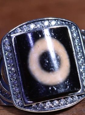 西藏天珠断珠改制镶嵌仿天珠戒指活口男女款藏式饰品民族风元素