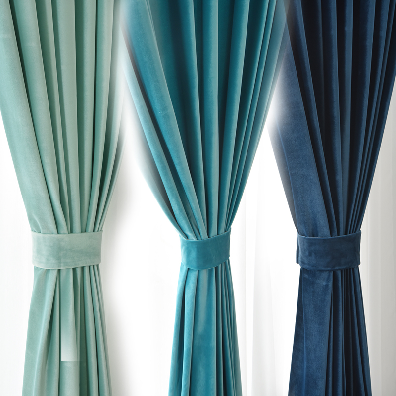 加厚德国棉绒窗帘纯色遮光客厅卧室落地飘窗丝绒布U料定制成品窗