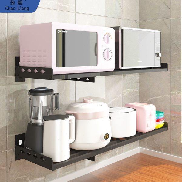 知博不锈钢免打孔厨房置物架壁挂式微波炉烤箱挂墙上支架子收包邮,厨房/烹饪用具,微波炉置物架,淘宝优惠券,粉丝福利购,淘宝优惠卷