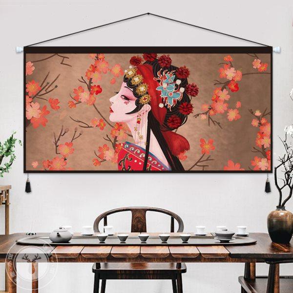国潮京剧美女布艺挂画客厅玄关挂布背景布商用餐厅挂毯川菜馆墙画,居家布艺,挂毯/壁毯,淘宝优惠券,粉丝福利购,淘宝优惠卷