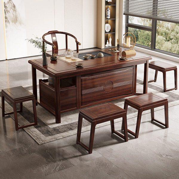 新中式乌金木全实木茶桌椅组合客厅泡茶桌公室功夫茶台一体组合,商业/办公家具,茶台/茶桌,淘宝优惠券,粉丝福利购,淘宝优惠卷