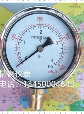 YE-100膜盒压力表 0~4KPA膜盒微压表 膜盒燃气压表 膜盒气压表