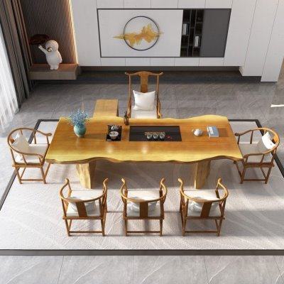 新中式茶桌椅家用客厅大板防烫喝茶桌子公会客茶桌简约整板茶台,商业/办公家具,茶台/茶桌,淘宝优惠券,粉丝福利购,淘宝优惠卷