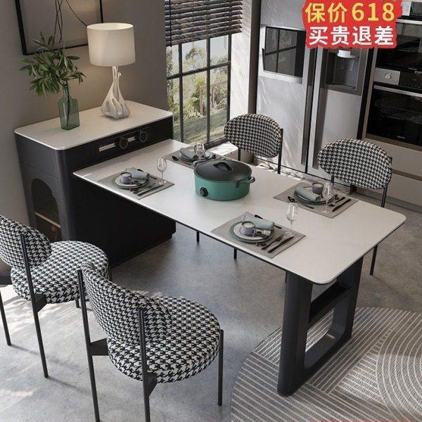 岩板岛台餐桌一体家用可伸缩法式奶油风导台小户型餐倒台一体桌,住宅家具,岛台餐桌,淘宝优惠券,粉丝福利购,淘宝优惠卷