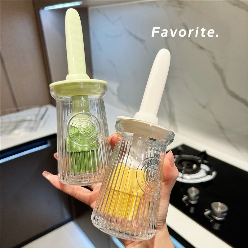 厨房油刷油瓶一体玻璃油壶食品级厨房用品油罐家用耐高温工具刷子