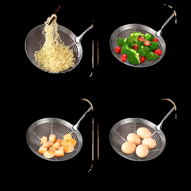 304不锈钢漏勺家用一体成型滤网勺厨房油炸捞面勺饺子勺大号笊篱