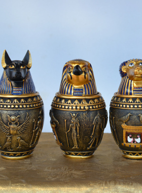 古埃及猫宠物骨灰盒卡诺皮克罐家居装饰品酒柜摆件密室逃脱储物罐