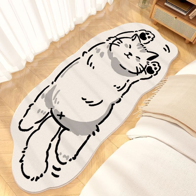 可爱动物卡通风防滑耐脏卧室床边地垫公主房间网红少女仿羊绒地毯