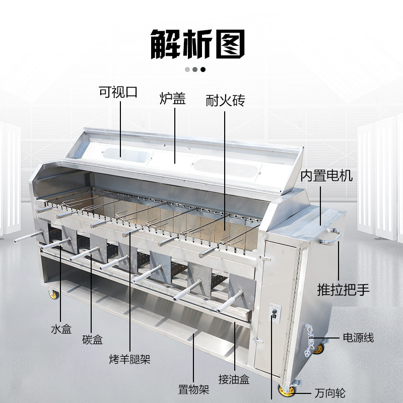无烟烤羊腿炉子全自动商用全羊羊排鸡兔子鱼猪木炭燃气烧烤炉烤箱
