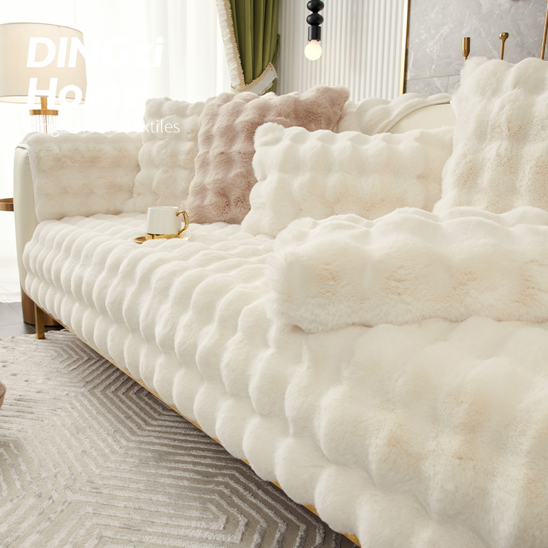 皮草沙发垫加厚冬款高级撸猫感沙发套罩冬季轻奢风毛绒防滑坐垫子