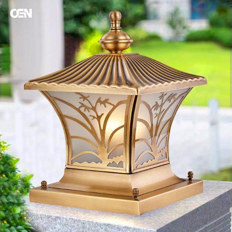 方形全铜柱头灯户外防水围墙庭院灯草坪中式别墅大门景观灯灯,家装灯饰光源,投光灯/泛光灯,淘宝优惠券,粉丝福利购,淘宝优惠卷