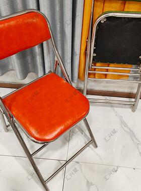 不锈钢子可椅折叠厅椅靠背子家用红色结婚老凳式座椅餐靠OTF背休