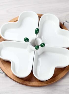 陶瓷水果格OJC盘零食盘干分盘创意陶果盘瓷分拼格盘水果盘收纳