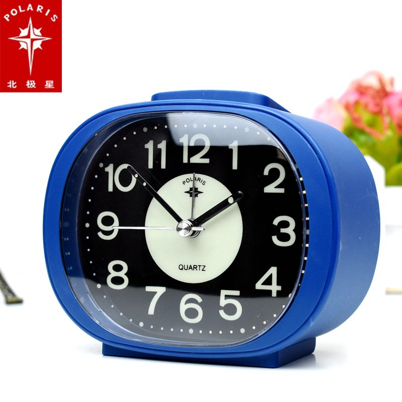 北极星夜光小闹钟学生用静音创意卧室简约音乐钟表大字体贪睡台钟