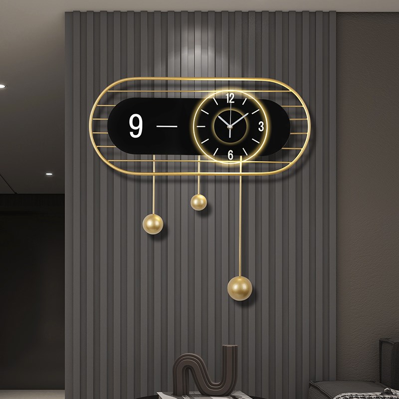 时钟挂钟客厅2024新款高级感挂墙氛围灯光现代简约创意家用石英钟