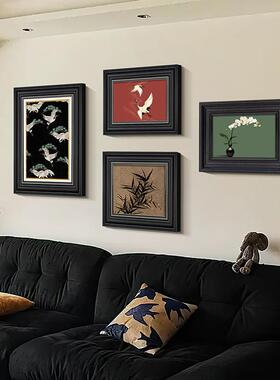 现代美式装画客厅白挂画中古餐厅壁古画法式饰复组黑合画FM803101