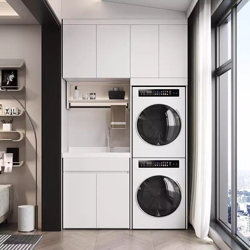 阳台洗衣机柜定制全铝蜂窝铝洗烘套装叠放K洗手池一体洗衣台盆组