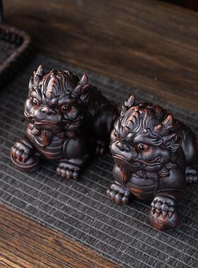 祥八龙紫陶茶宠摆件精狮品财三足金蟾国ZOI潮舞招财貔貅螃蟹方来
