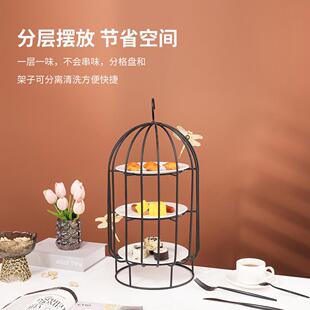 网红轻水奢精美下午无品牌/三层甜品台茶展示架台铁艺前展示架子